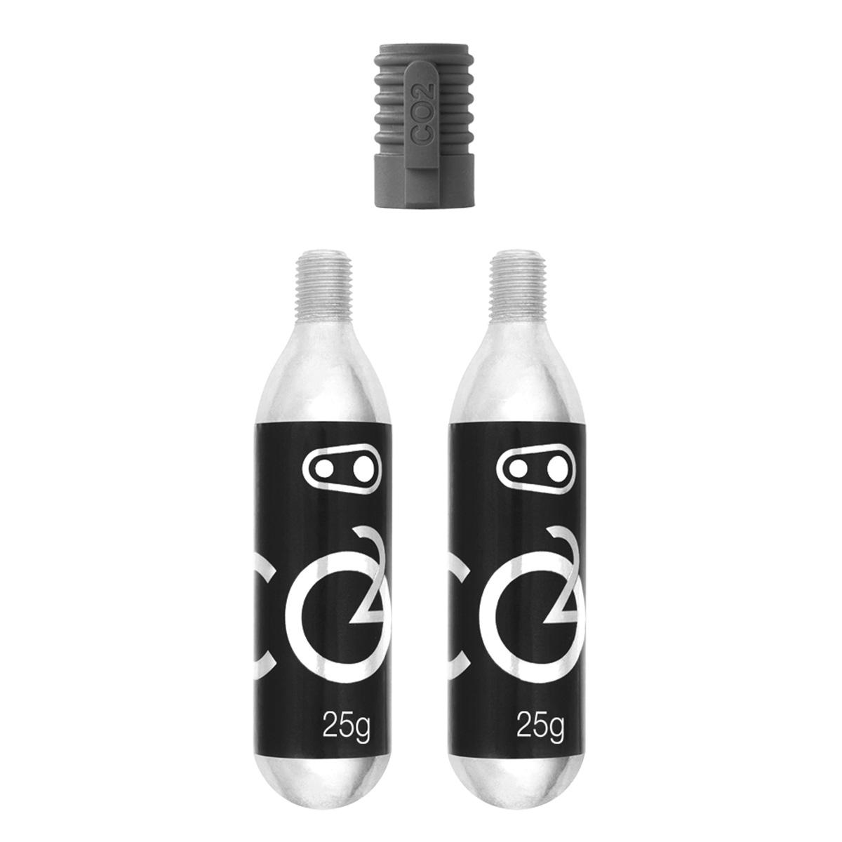 Crank Brothers CO2 25G Cartridge w/Inflator Silver 2 pack